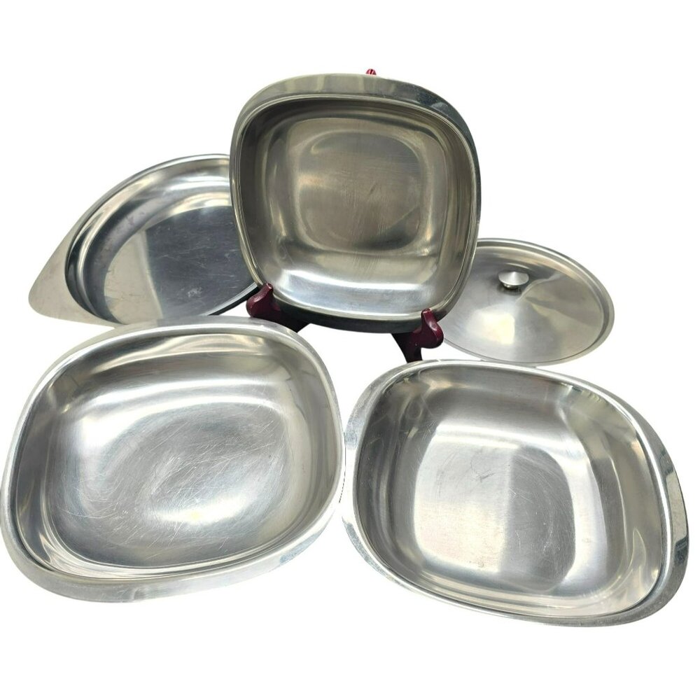 Gense and Vintage Stainless Steel Serving Platter & Cover Lot JJ3960